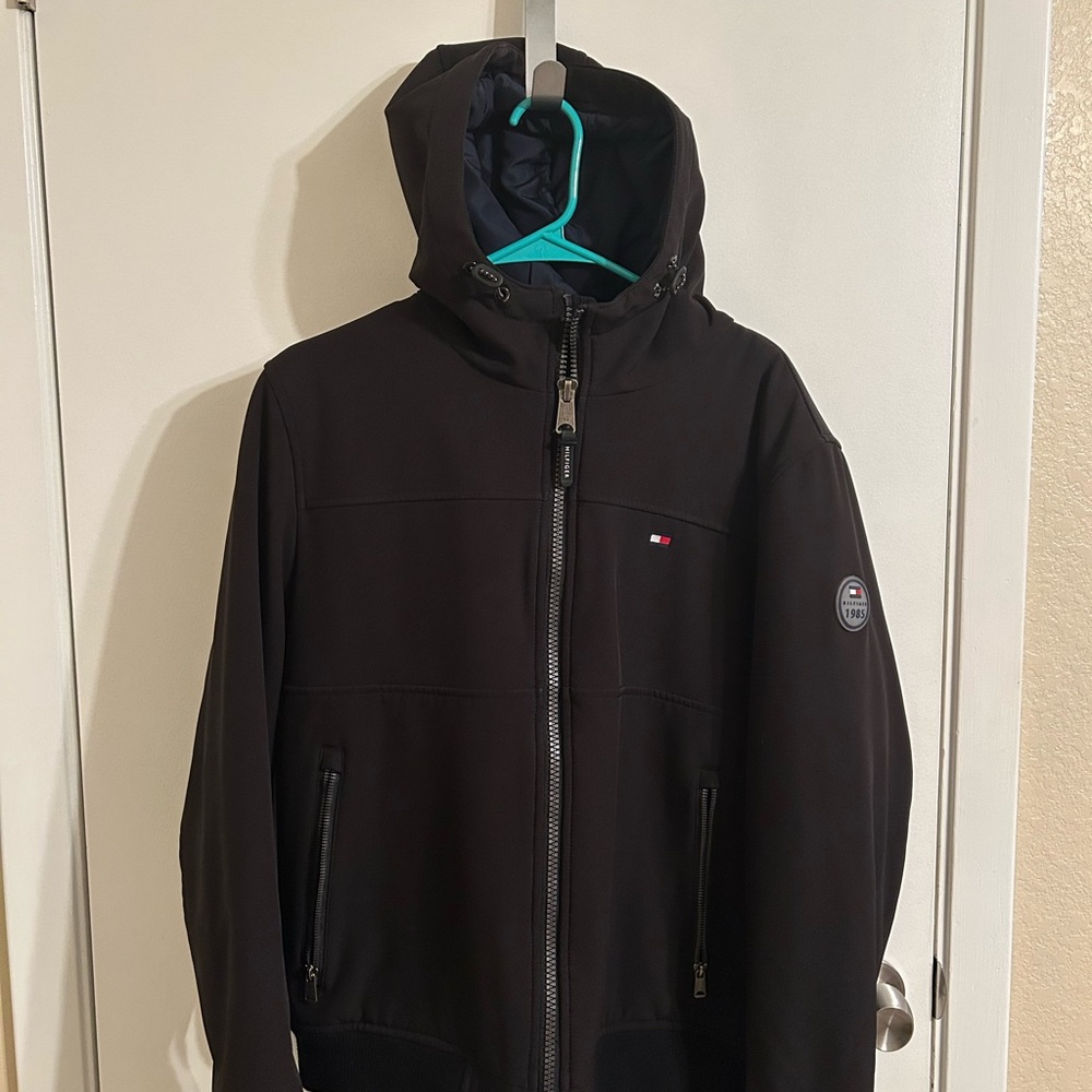 Men's Tommy Hilfiger Black Hooded Jacket Medium